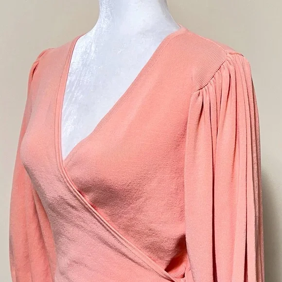 MISSGUIDED new Pink True Wrap Around Straps Crop Balloon Sleeves Knit Top 10/12 - Picture 8 of 16